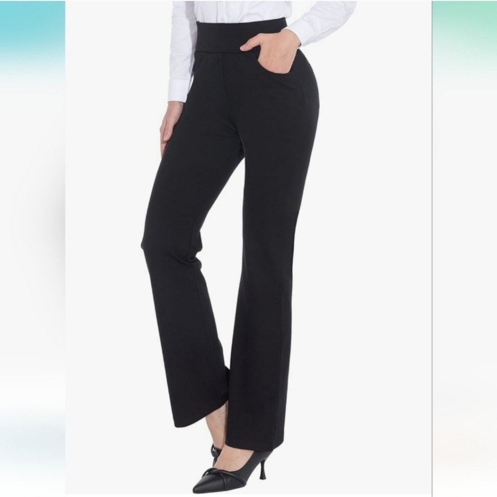 Ztn Women's High Waist Pull-On Dress Pants. Tummy Control. Trousers With